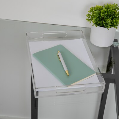 Martha Stewart Brody Acrylic Letter Tray Office Desktop Organizer with Handles, Clear (GSTS004CLR)