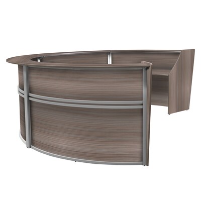 Regency Marque 142"W Curved Reception Desk Workstation, Driftwood Gray (77294GY)