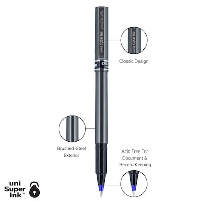 uni-ball Deluxe Rollerball Pens, Micro Point, Blue Ink, 12/Pack (60027)