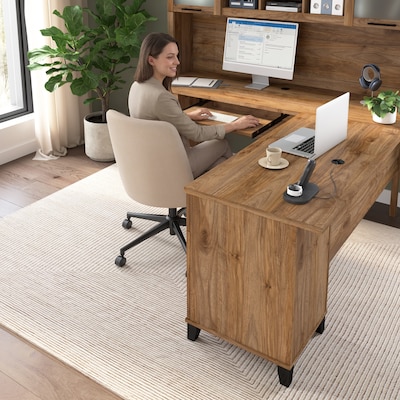 Bush Home Somerset 72" W L Shaped Computer Desk with Hutch, Fresh Walnut (SET001FW)