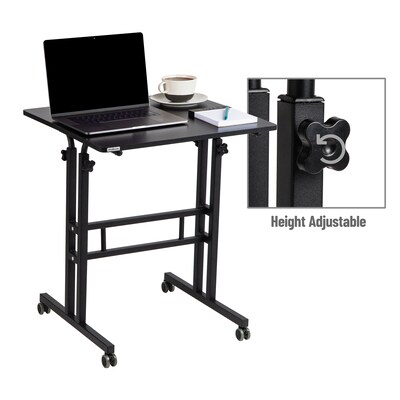 Mind Reader 27.5"- 39" Mobile Adjustable Sit/Stand Desk, Black (SDROLLXL-BLK)