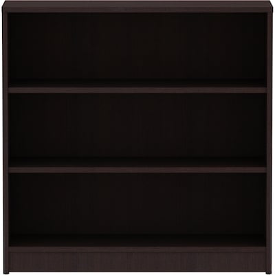 Lorell Essentials 36 3-Shelf Bookcase with Adjustable-Shelves, Espresso Laminate (LLR18276)