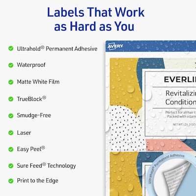 Avery Rectangle Laser Multipurpose Labels, 4.75 x 7.75, White, 200/Box (19479399363)