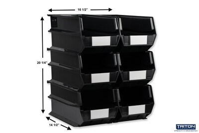 Triton Products LocBin Extra Large Stackable Plastic Storage Bin, 7 x 8.25x 14.75, 14.75 Qt., Bla