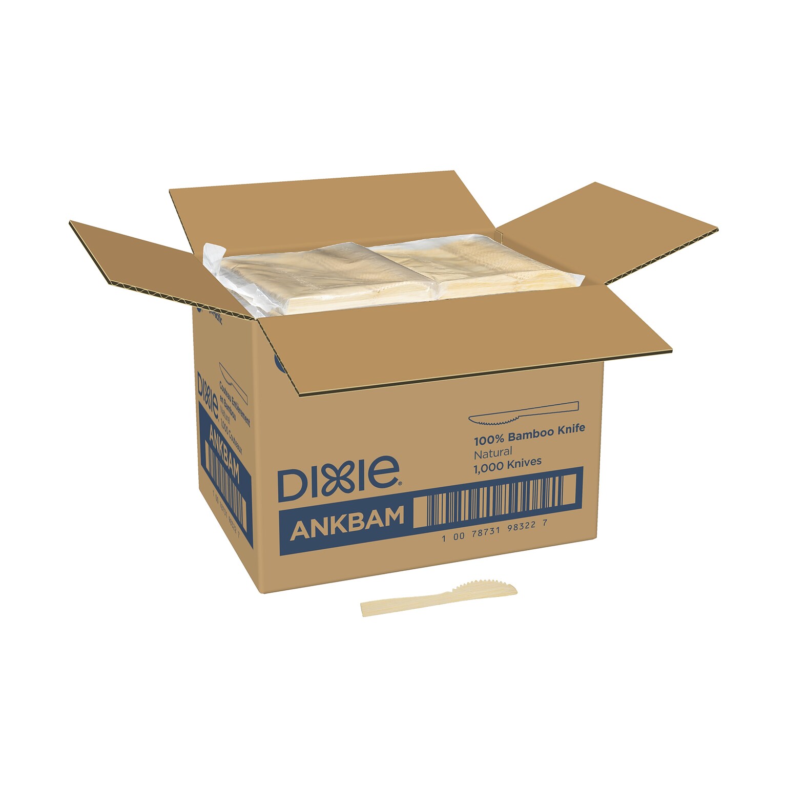 Dixie Compostable Bamboo Knife, Brown, 1000/Box (ANKBAM)