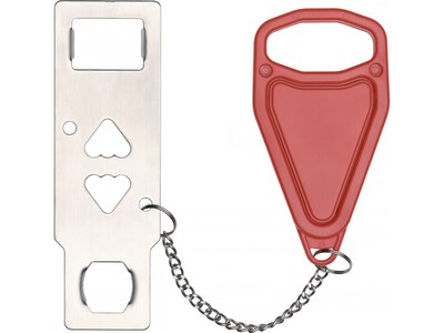 Excello Global Products Metal Portable Door Lock, Silver/Red (SPLS-TRVL-0003)