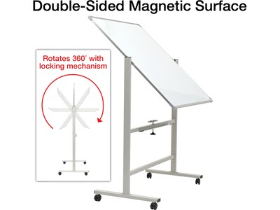 Excello Global Products Double Sided Magnetic Mobile Dry-Erase Whiteboard Easel, 36 x 42 (EGP-HD-0