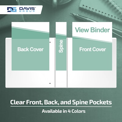Davis Group Standard View 2" 3-Ring Binders, Mint, 6/Pack (7413-14-06)