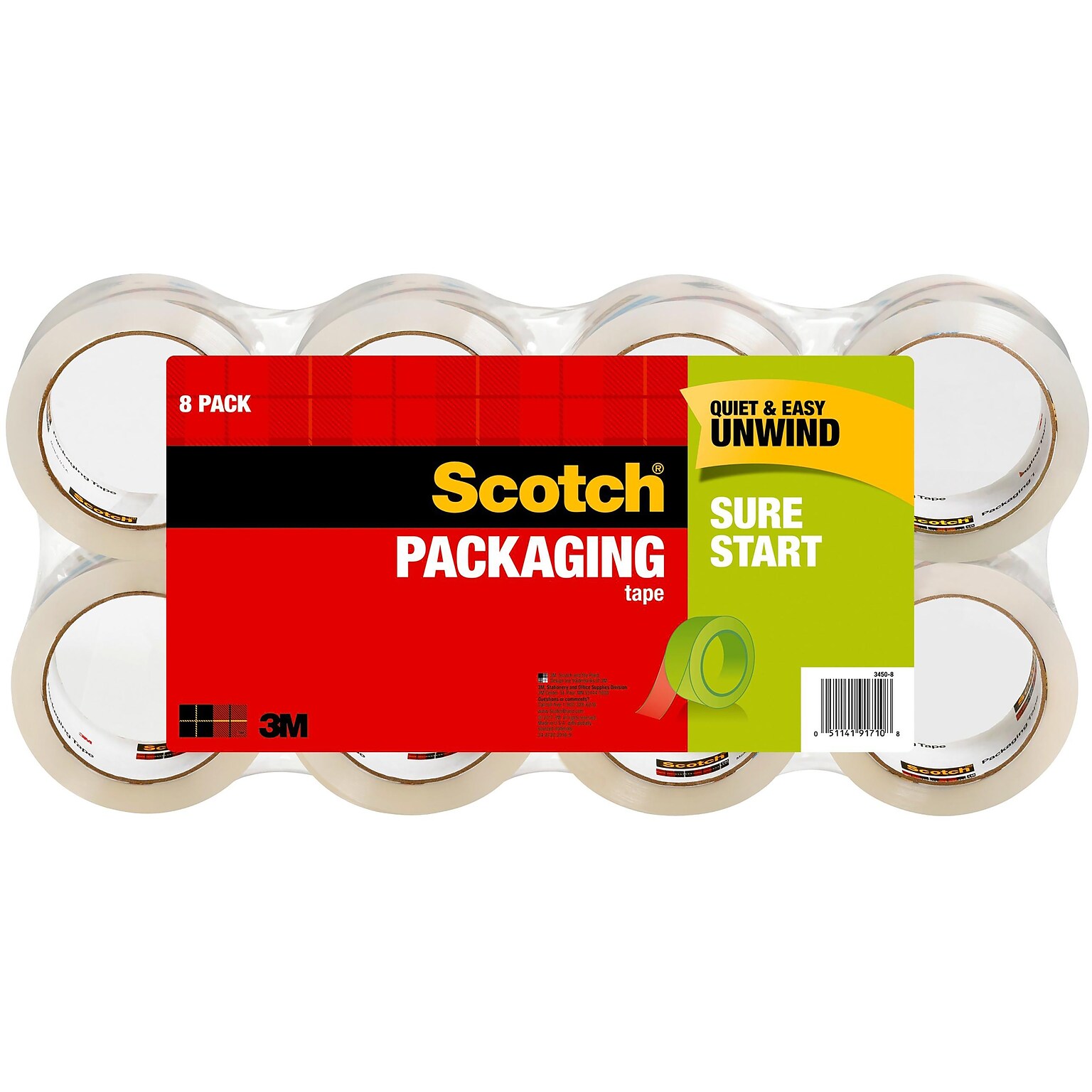 Scotch Packing Tape, 1.88 x 54.6 yds., Clear, 8/Pack (34508)