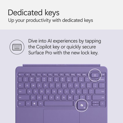 Microsoft Surface Pro 12" Keyboard Cover with Slim Pen 2, Violet (EP2-33104)