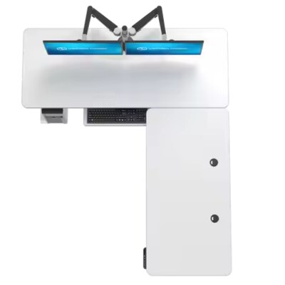 VersaDesk PowerLift 60"W Electric L-Shaped Adjustable Standing Desk, White (PLLSD6060-WW-APP)