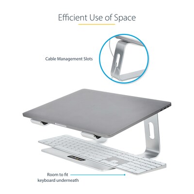 StarTech 10.2" x 10.2" Aluminum Laptop Stand, Silver (LAPTOP-STAND-SILVER)