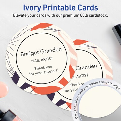 Avery Matte General Use Blank Cards, Ivory, 75/Pack (95343)