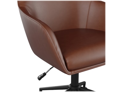 Martha Stewart Rayna Ergonomic Faux Leather Swivel Office Chair, Saddle Brown (CH2209216BRBK)