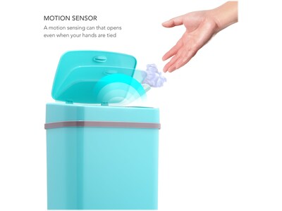 Nine Stars Plastic Sensor Trash Can, 3.2-Gallon, Teal Blue (DZT-12-5TB)