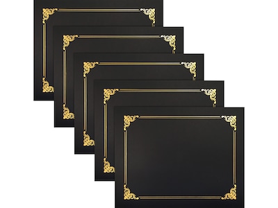 Better Office Certificate Holders, 8.75" x 11.25", Black/Gold, 25/Pack (65251-25PK)