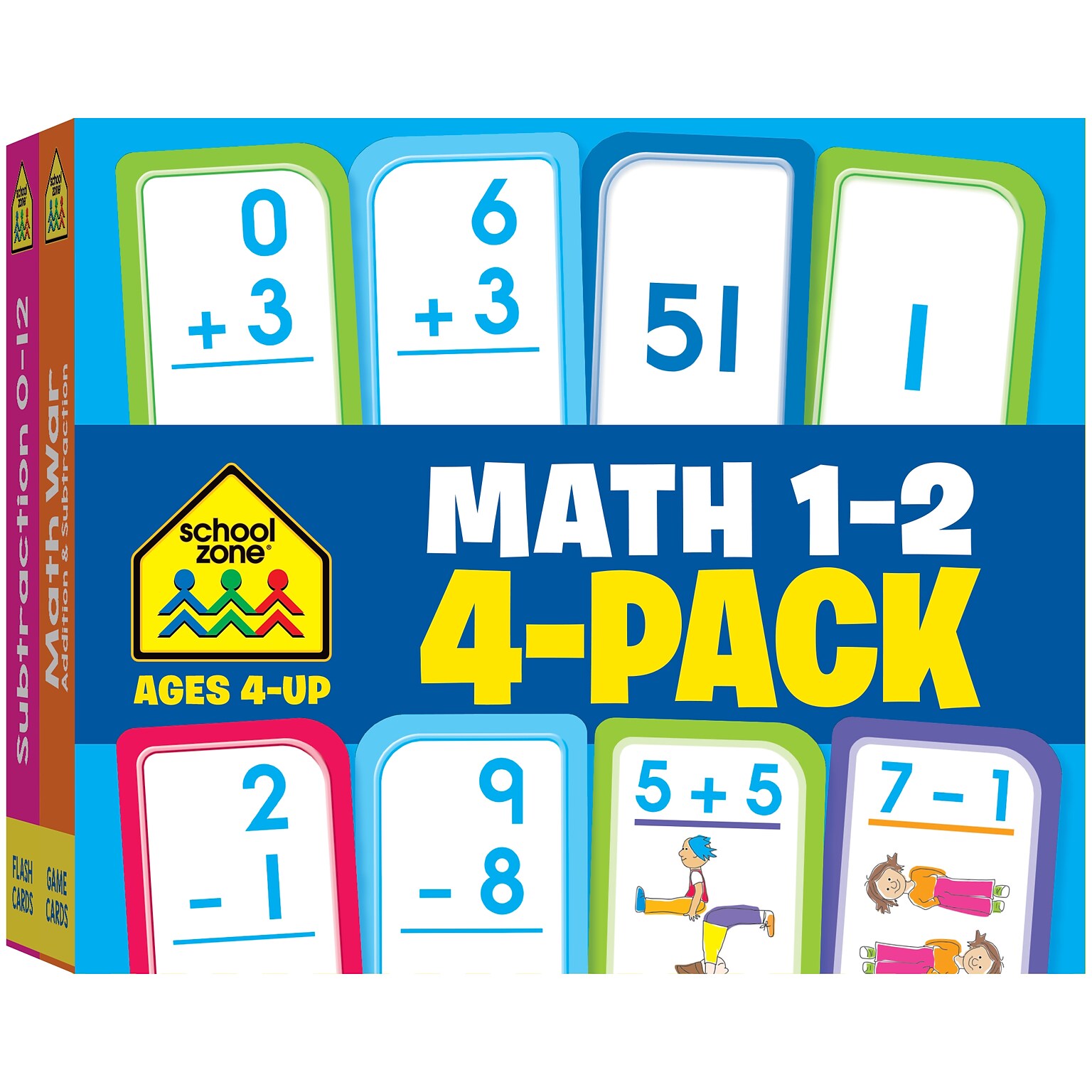 School Zone Math 1-2 Flash Card, 4/Pack (SZP04046)