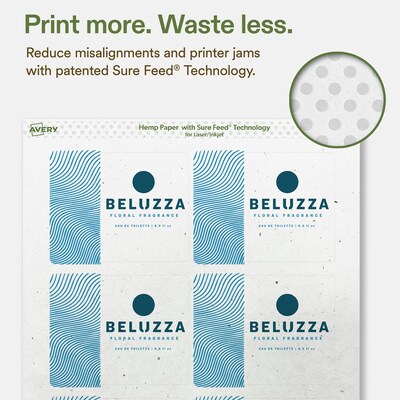 Avery Hemp Rectangle Laser/Inkjet Multipurpose Labels, 3" x 3-3/4", Off-White (240/Box)