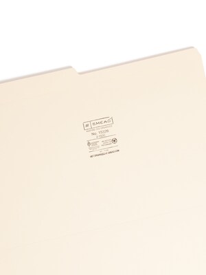 Smead Reinforced File Folder, 2 Tab, Legal Size, Manila, 100/Box (15326)