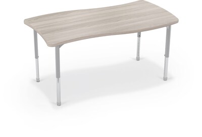MooreCo Hierarchy Creator Rectangular Table, 58W x 31D, Grey Elm/Platinum Base (703673562966)