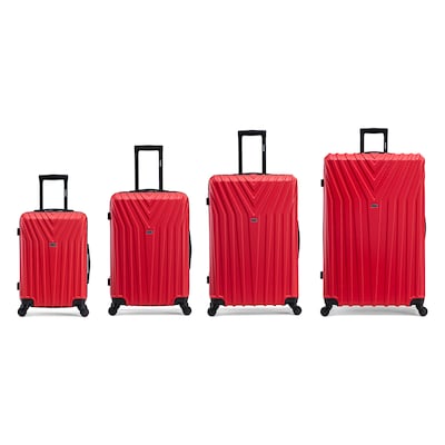InUSA Vasty 4-Piece Hardside Spinner Luggage Set, TSA Checkpoint Friendly, Red (IUVASSMLXL-RED)