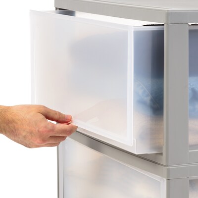 Iris Stackable Storage Drawer, Gray, 2/Pack (500257)