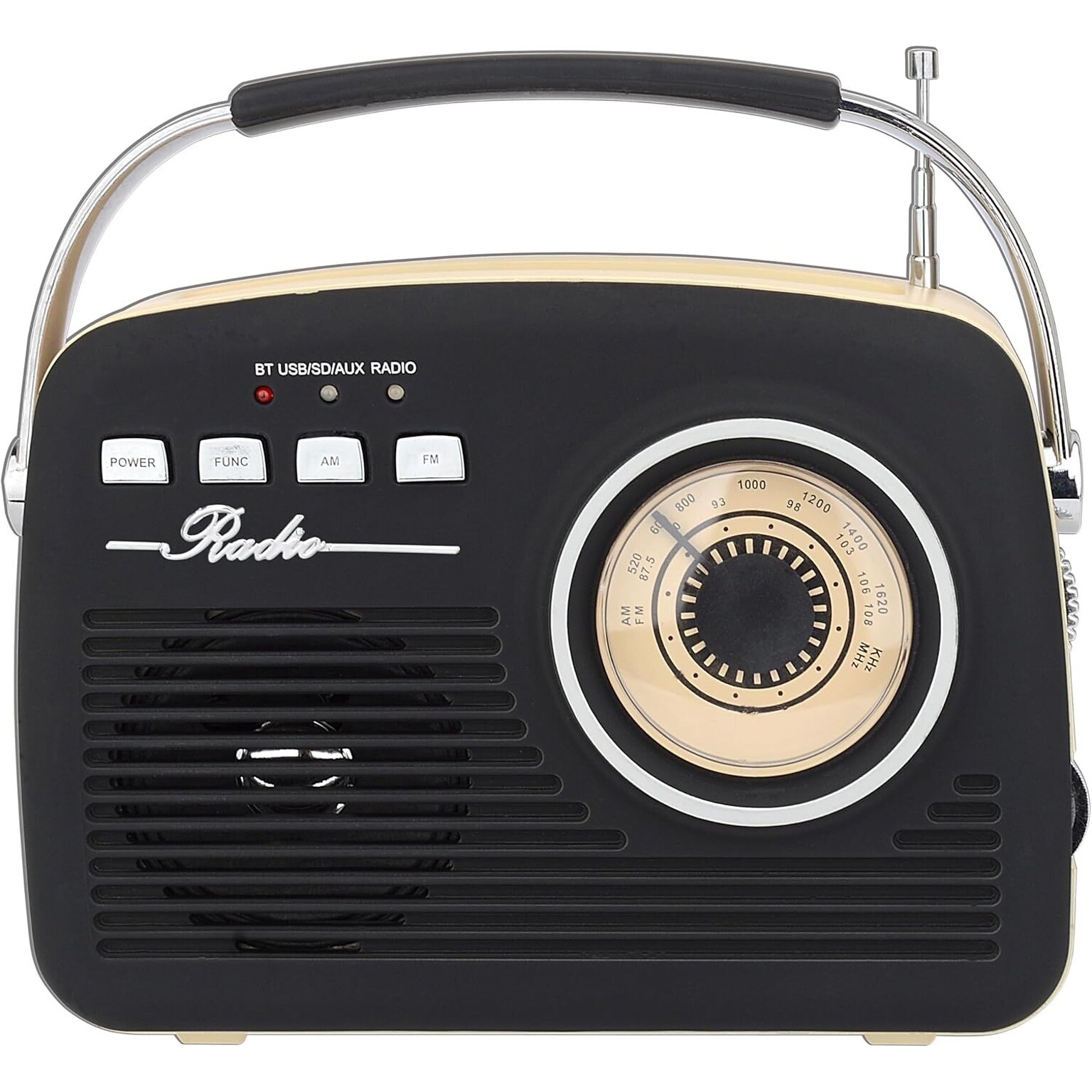 Supersonic Retro Portable Bluetooth Speaker, Black, (SC-1201BT-BLK)