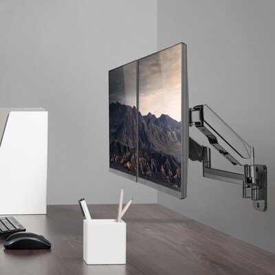 Mount-It! Adjustable Dual Monitor Wall Mount, Up to 32", Black (MI-1766B)
