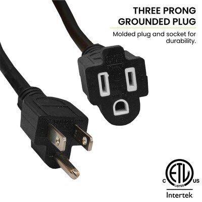 GoGreen Power 100' Indoor/Outdoor Extension Cord, 14 AWG, Black (GG-13800BK)