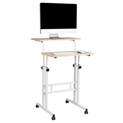 Mind Reader 20"W Manual Adjustable Standing Desk, White (SDROLLXL-WHT)