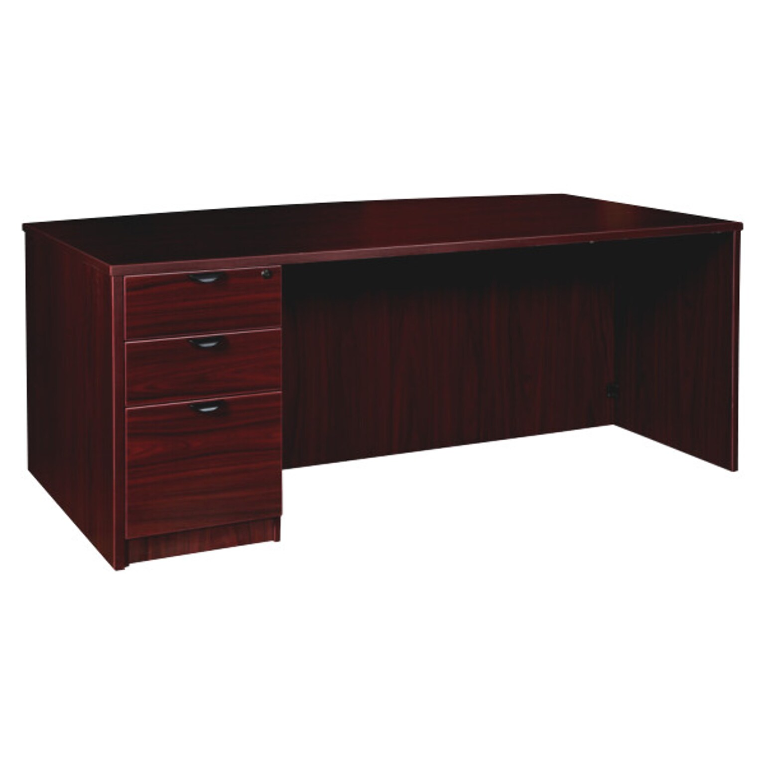 Lorell Prominence 2.0 Bowfront Left-Pedestal Desk, 42D x 72W x 29H, Mahogany (LLRPD4272LSPBMY)