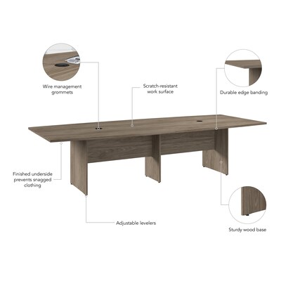 Bush Business Furniture 120W x 48D Boat Shaped Conference Table with Wood Base, Modern Hickory (99TB12048MHK)