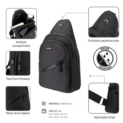 DUKAP Beekle Polyester Sling Bag, Black (BDK-BEE-BLK)