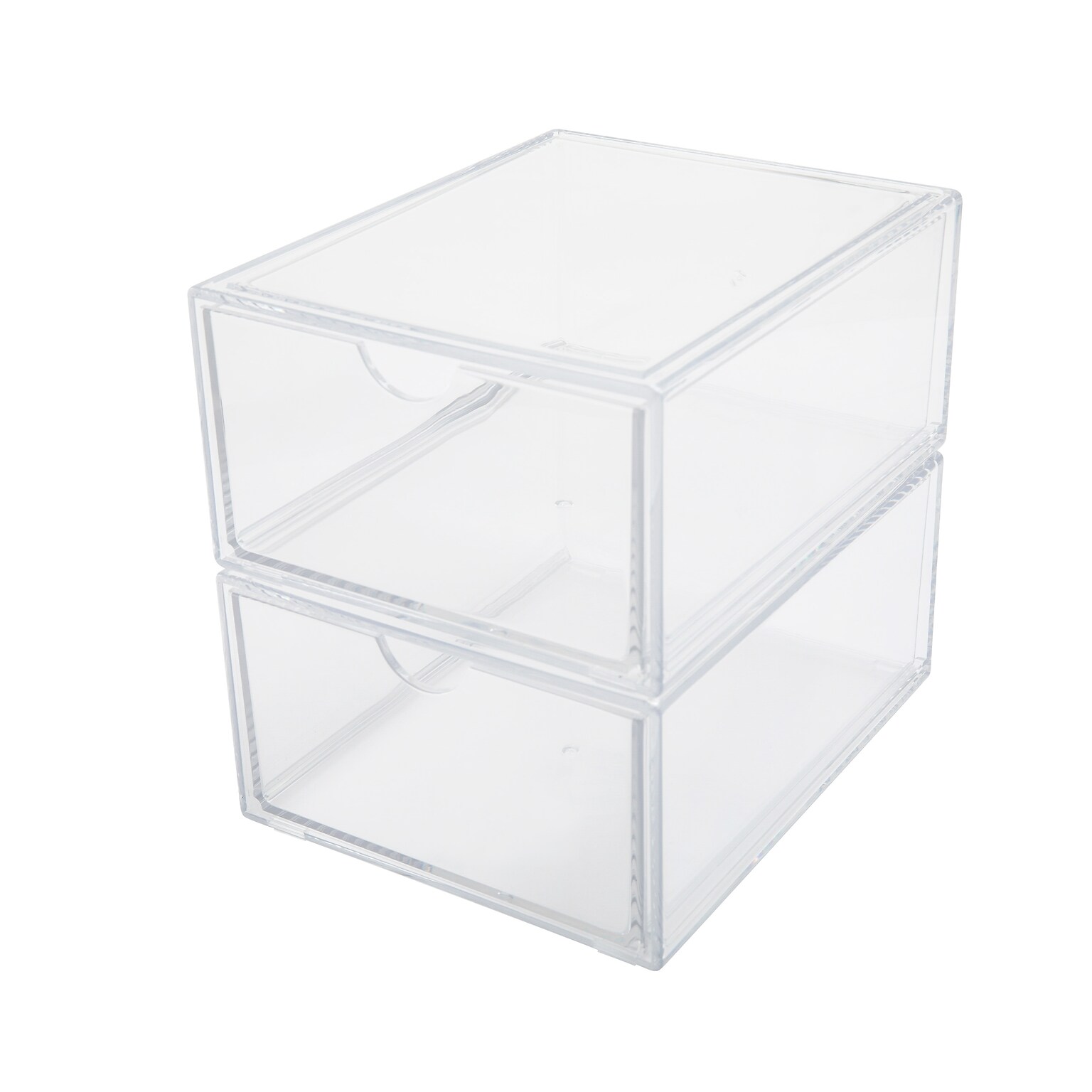 Martha Stewart Brody Plastic Stackable Office Desktop Organizer with Drawer, Clear, 2/Set (BEPB45122CLR)