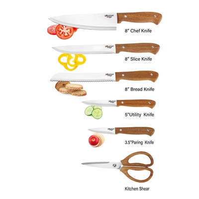 Gourmet Edge 7PC Full Tang Knife Set w/ Block