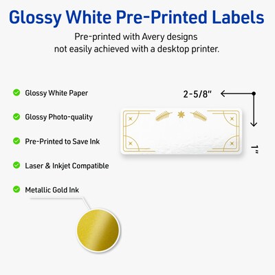 Avery Rectangle Multipurpose Labels, 1 x 2-5/8, White, 160/Pack (19479370642)