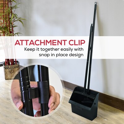 BISON LIFE Heavy Duty 48.5 Adjustable Lobby Dustpan and Broom Set, Black (BPES-DPBK-12A)