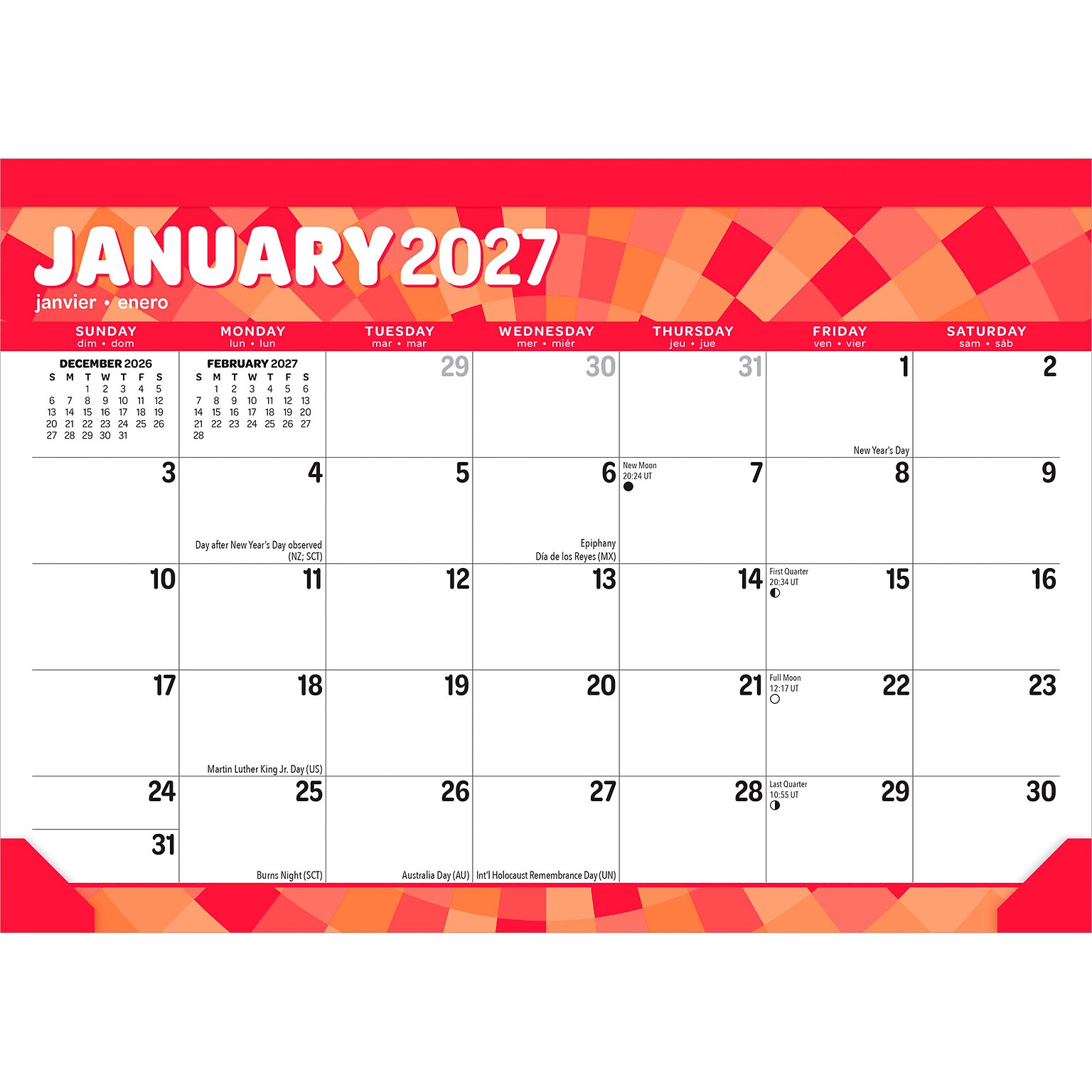 2027 BrownTrout Large Print 17 x 12 Monthly Desk Pad Calendar, Assorted Colors (9798330709298)