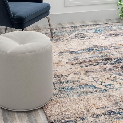 Flash Furniture Dana Collection Polyester 84" x 61.5" Rectangular Handmade Rug, Blue (RCRG1901657)