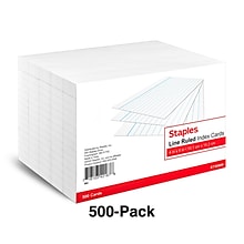 Staples 4 x 6 Index Cards, Lined, White, 500/Pack (TR50989)