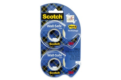 Scotch® Wall-Safe Tape w/Dispenser,  3/4 x 16.67 yds., 2 Rolls (183-DM2)