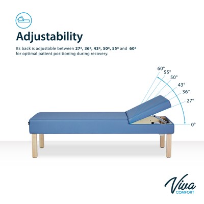 Viva Comfort Lucas Therapy Treatment Recovery Couch with Adjustable Backrest, Blue (ADI996-11-BLU-MK)