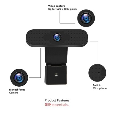 Centon OTM Basics 1080p Webcam, Black (OB-AKK)