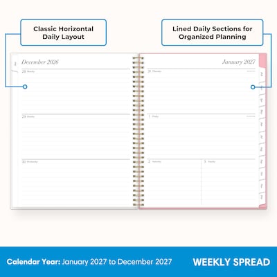 2027 Blue Sky 8.5 x 11 Weekly & Monthly Planner, Pink (164032)