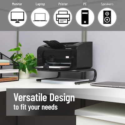 Mind Reader Ventilated Monitor Stand, Holds up to 44 lbs., Metal, Black, 2/Pack (2METMONST-BLK)