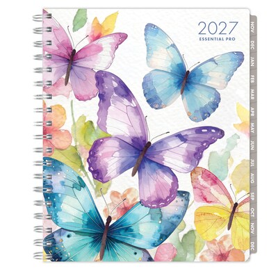 2027 Excello Brands Essential Pro 7" x 9" Weekly & Monthly Planner, Watercolor Butterflies (ESPRO-CY27-79-33)