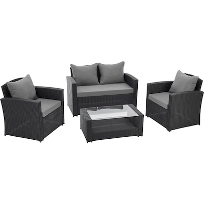 Global Industrial 4-Piece Rattan Outdoor Patio Set, Black (348128)