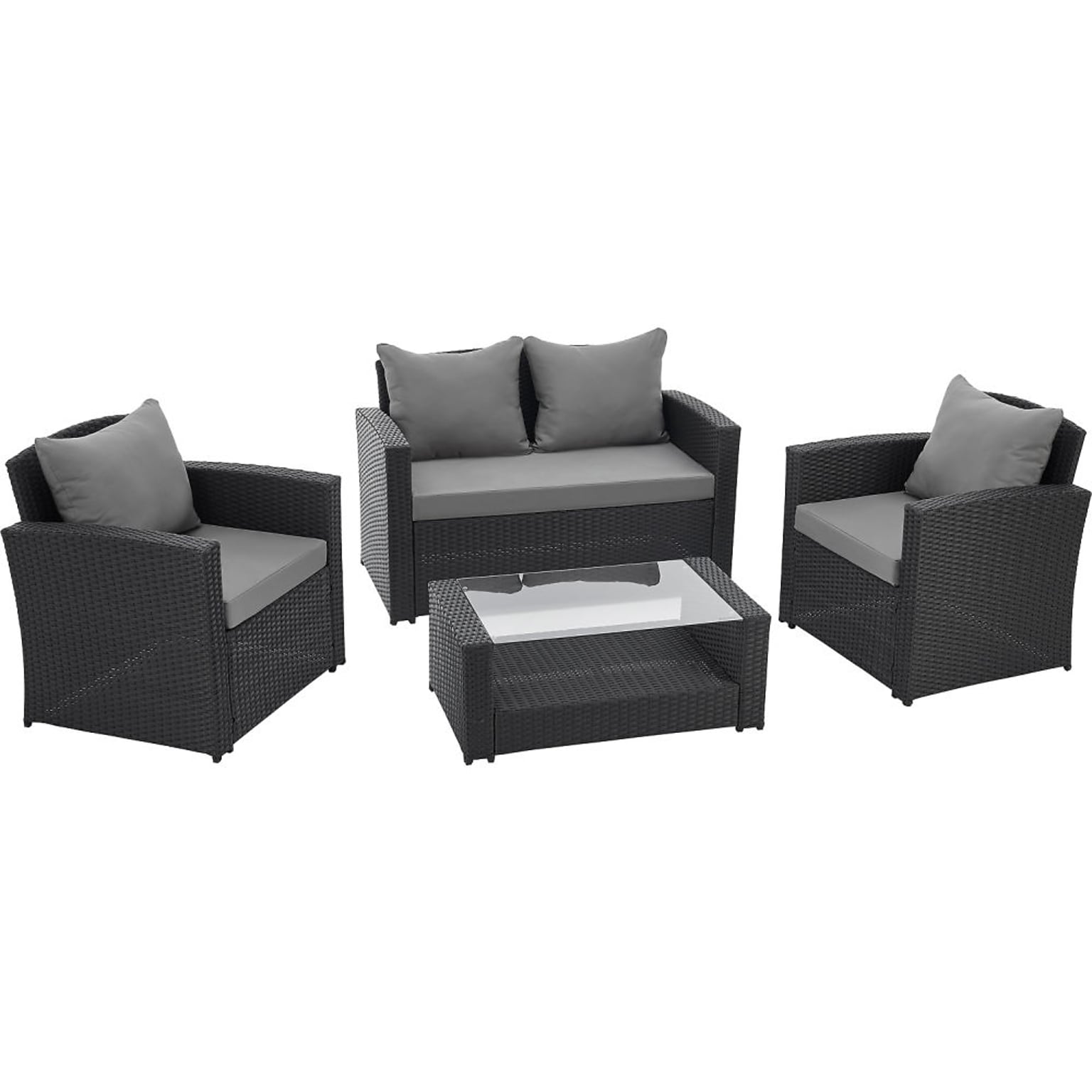Global Industrial 4-Piece Rattan Outdoor Patio Set, Black (348128)