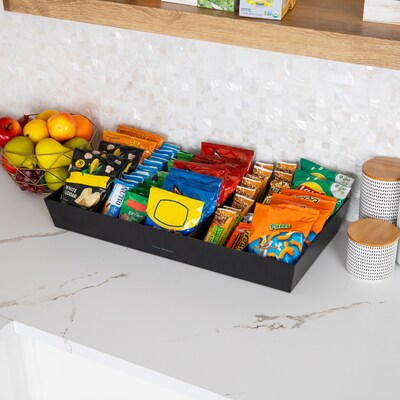 Mind Reader Plastic Snack Tray Countertop Organizer Condiment Holder, Black (SNACKORGT-BLK)