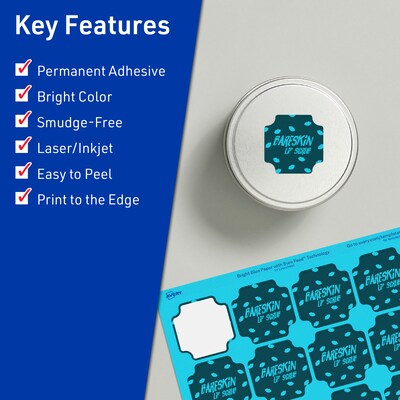 Avery Scalloped Decorative Edge Multipurpose Labels, 1-5/8 x 1-5/8, Bright Blue, 1600/Box (94110)